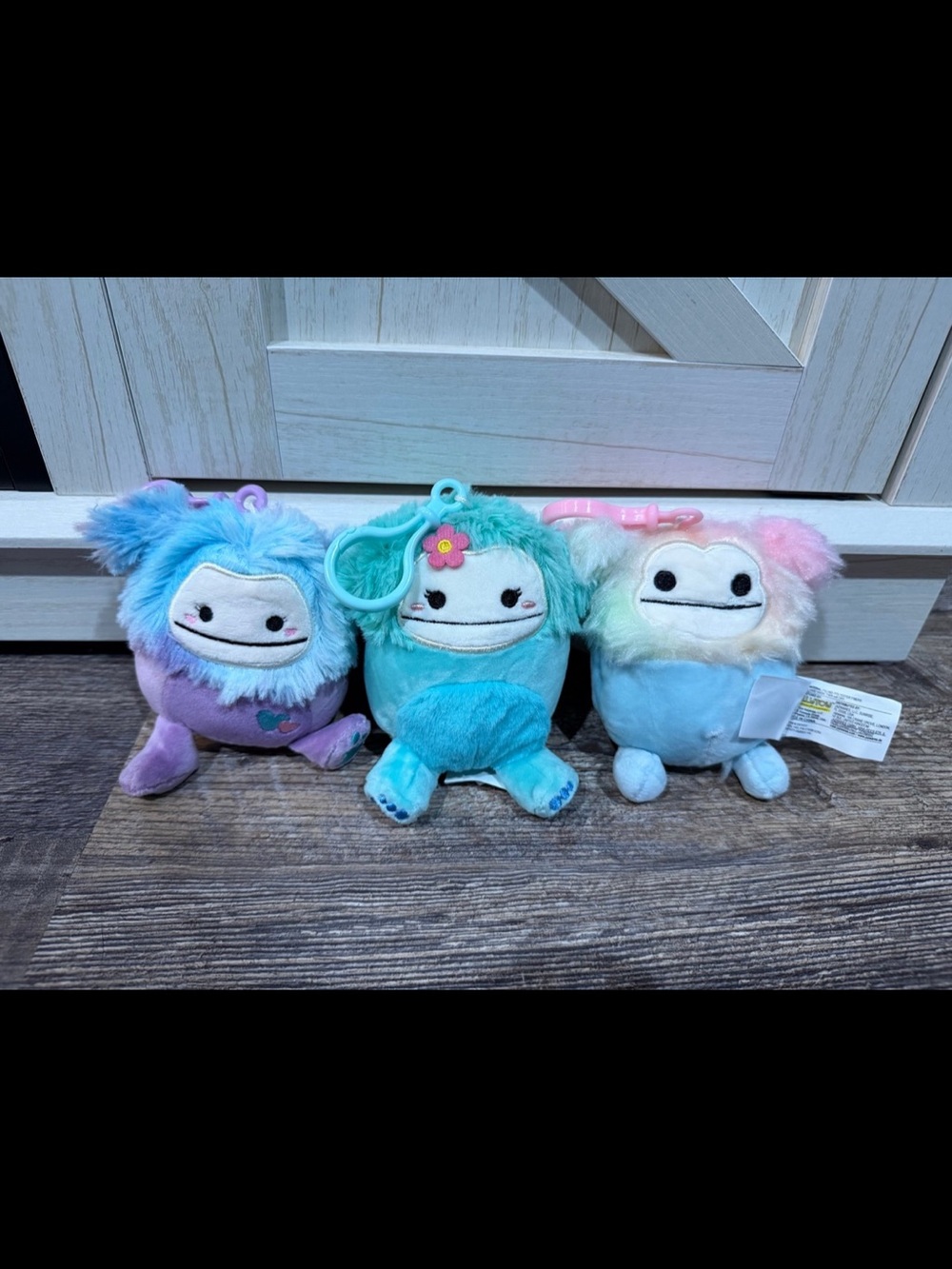 Squishmallows Pastel Blue, Teal & Purple Clip-On Plush Trio Bigfoot